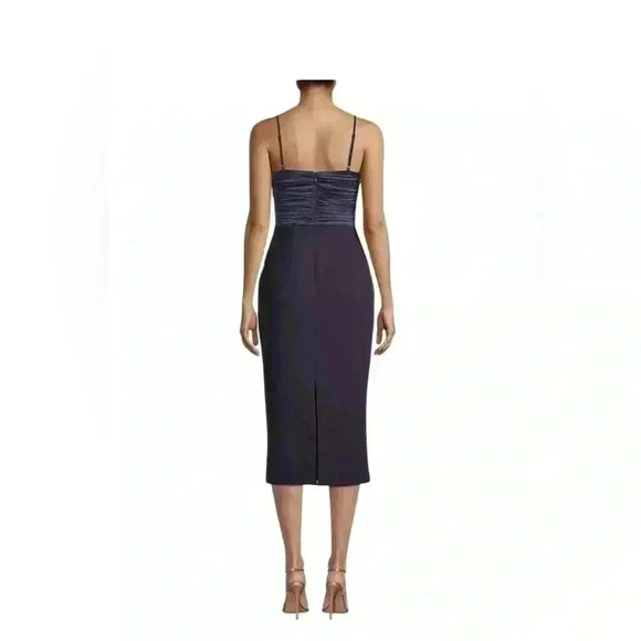 Likely Navy Blue Steph Ruched Satin & Crepe Midi-Dress - Picture 3 of 12